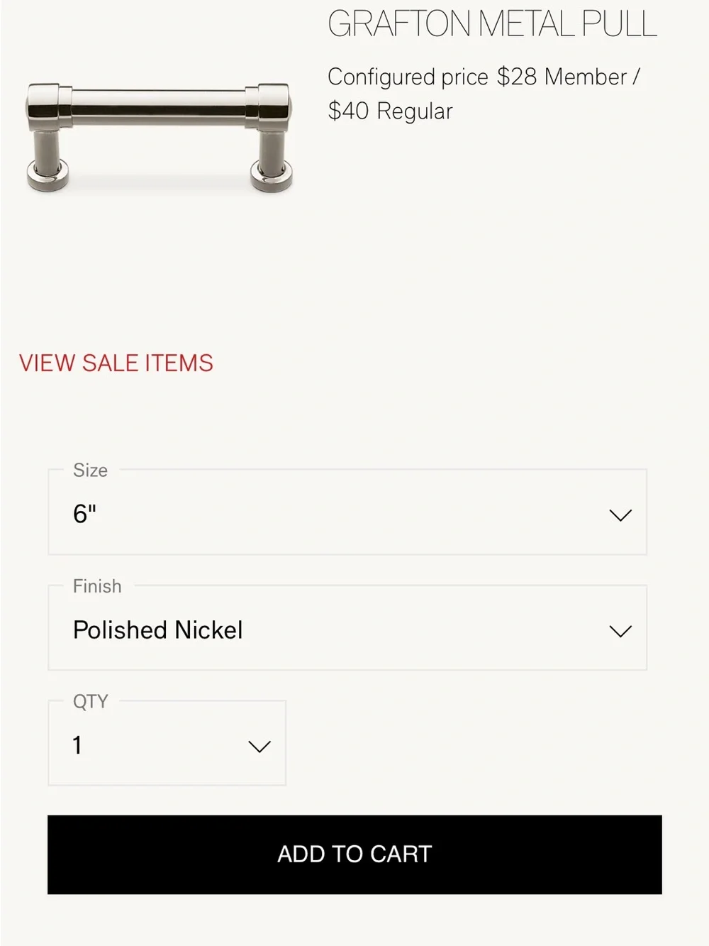 Restoration Hardware Grafton Polished Nickel Cabinet Pull Handle-6”